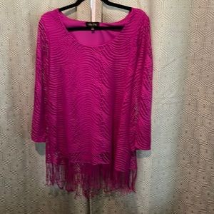Melissa Paige size large purple fringed lace top EUC